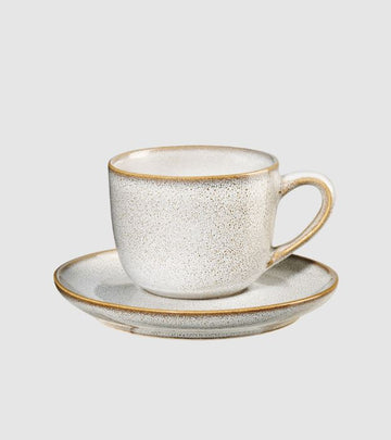 Kum Rengi Espresso Fincanı ve Tabağı