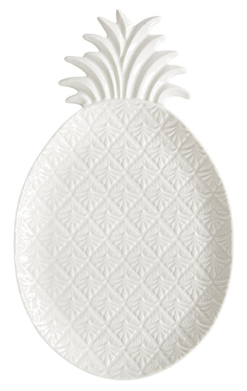 Beyaz Ananas Şeklinde Porselen Servis Tabağı 36x21,5 cm