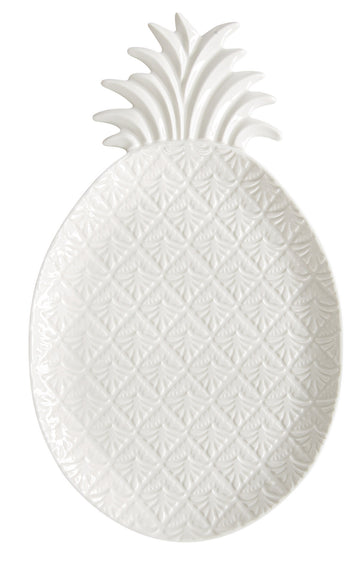 Beyaz Ananas Şeklinde Porselen Servis Tabağı 28x17 cm