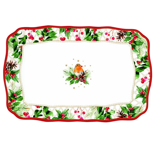 Christmas Berries Dikdörtgen Servis Tabağı 35x23 cm