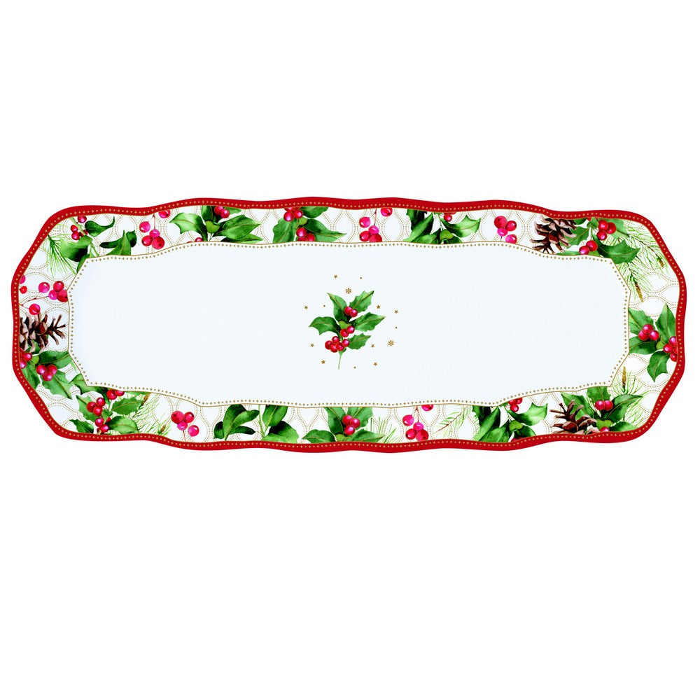 Christmas Berries Dikdörtgen Servis Tabağı 37x14 cm