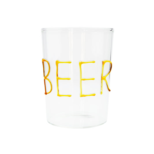 Üfleme Cam Beer Yazılı Bardak