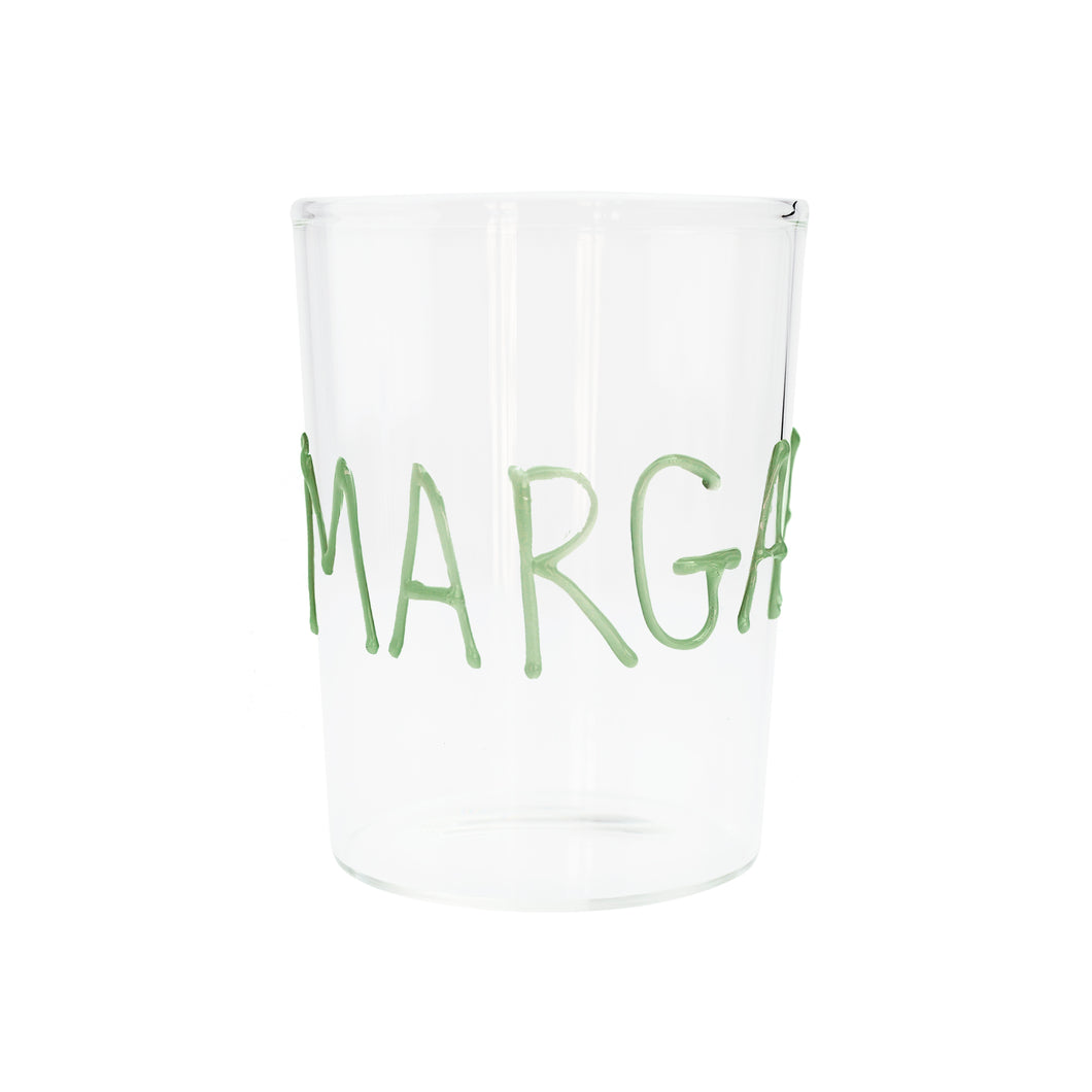 Üfleme Cam Margarita Yazılı Bardak