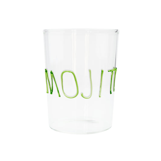Üfleme Cam Mojito Yazılı Bardak