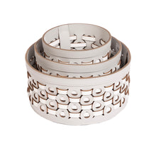 Görseli Galeri görüntüleyiciye yükleyin, Yuvarlak Açık Gri ve Beyaz Deri Sepet 22,5 cm
