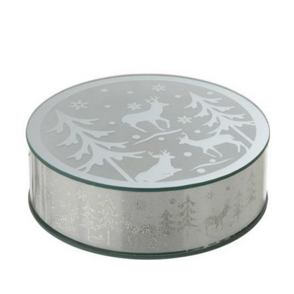 Kar Desenli Işıklı Gümüş Masa Ortası