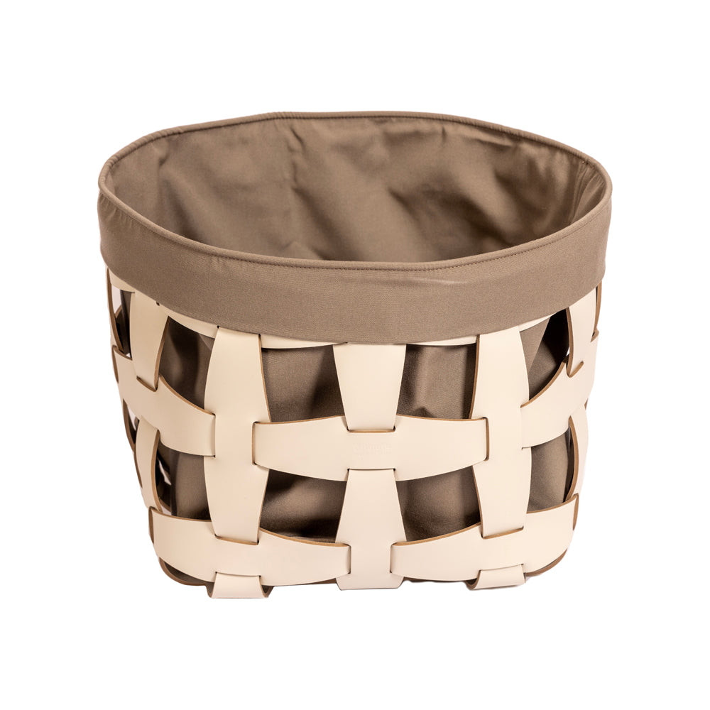 Krem Deri Vizon Kumaş Astarlı Sepet 35x26,5 cm