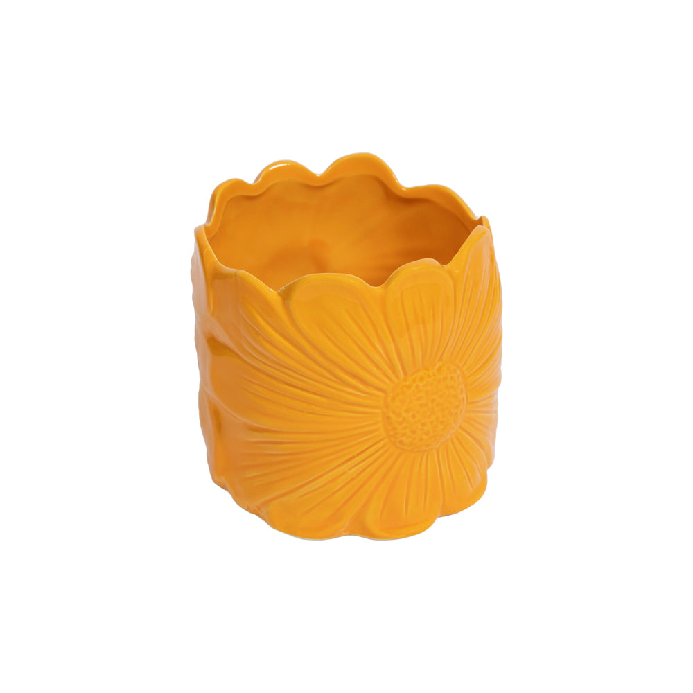 Sarı Çiçek Formlu Semarik Vazo