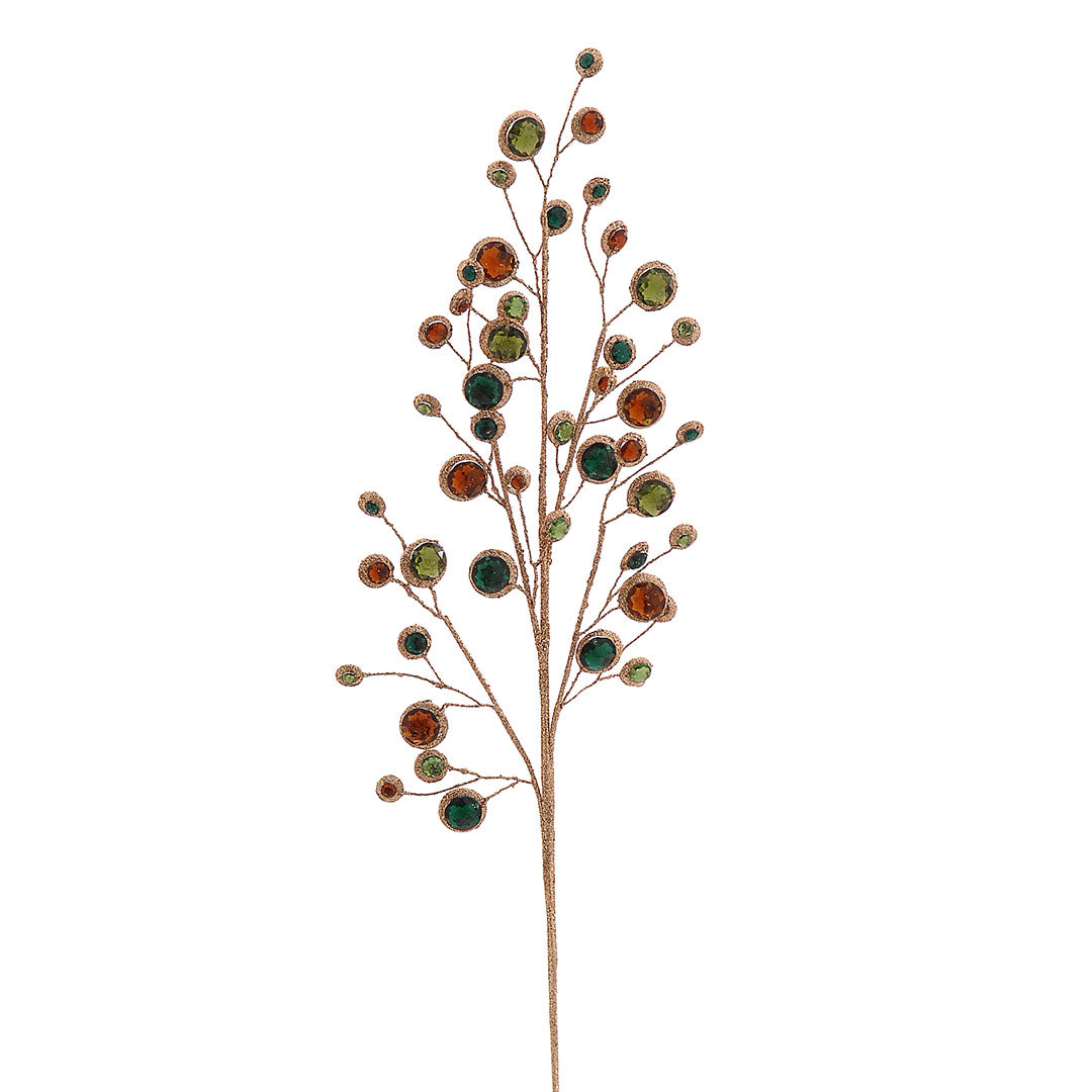 Şampanya Rengi Ve Yeşil Kahve Rengi Kristalli Dal 78 Cm - Luxuria