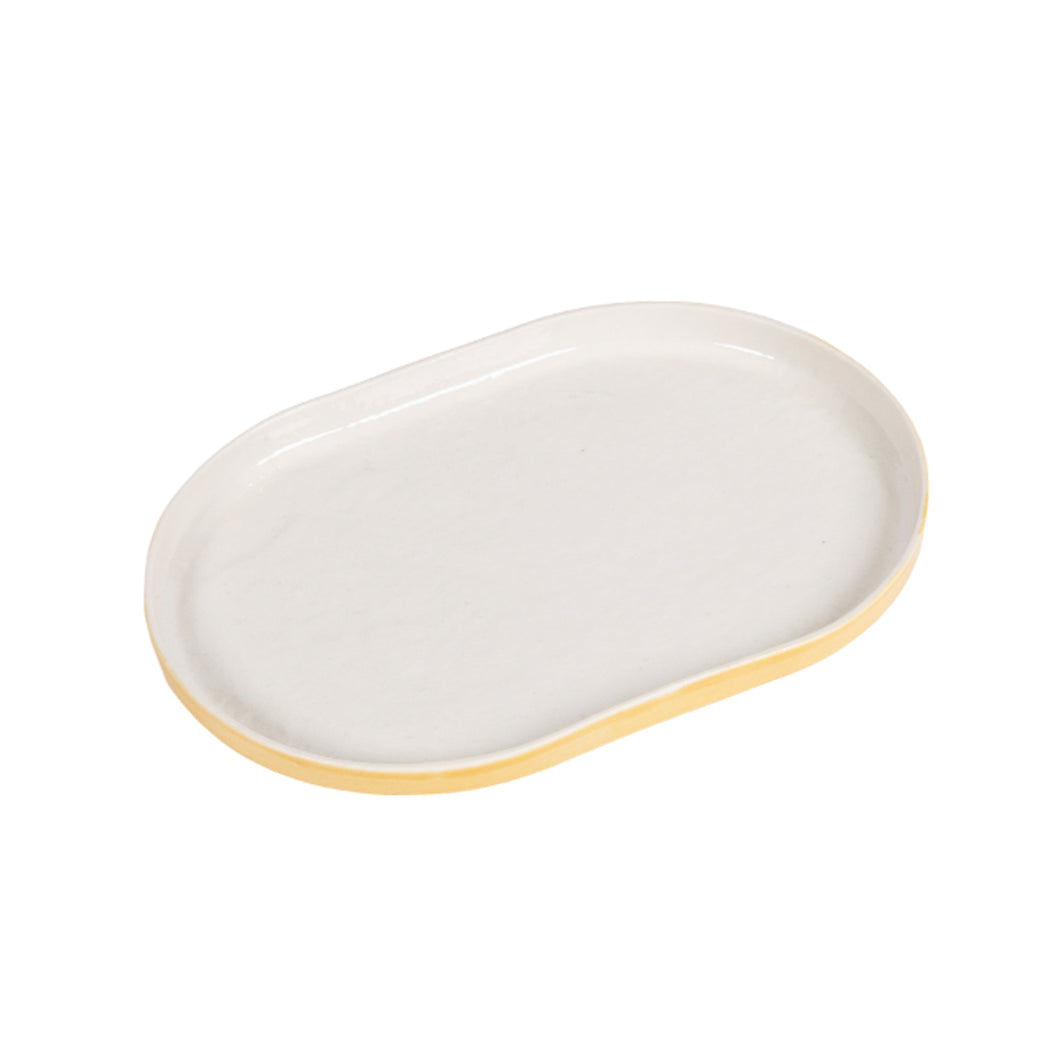 Luxuria Sarı Oval Seramik Tepsi