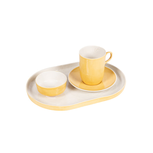 Sarı Oval Seramik Tepsi