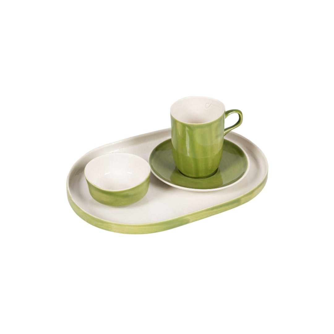 Yeşil Oval Seramik Tepsi