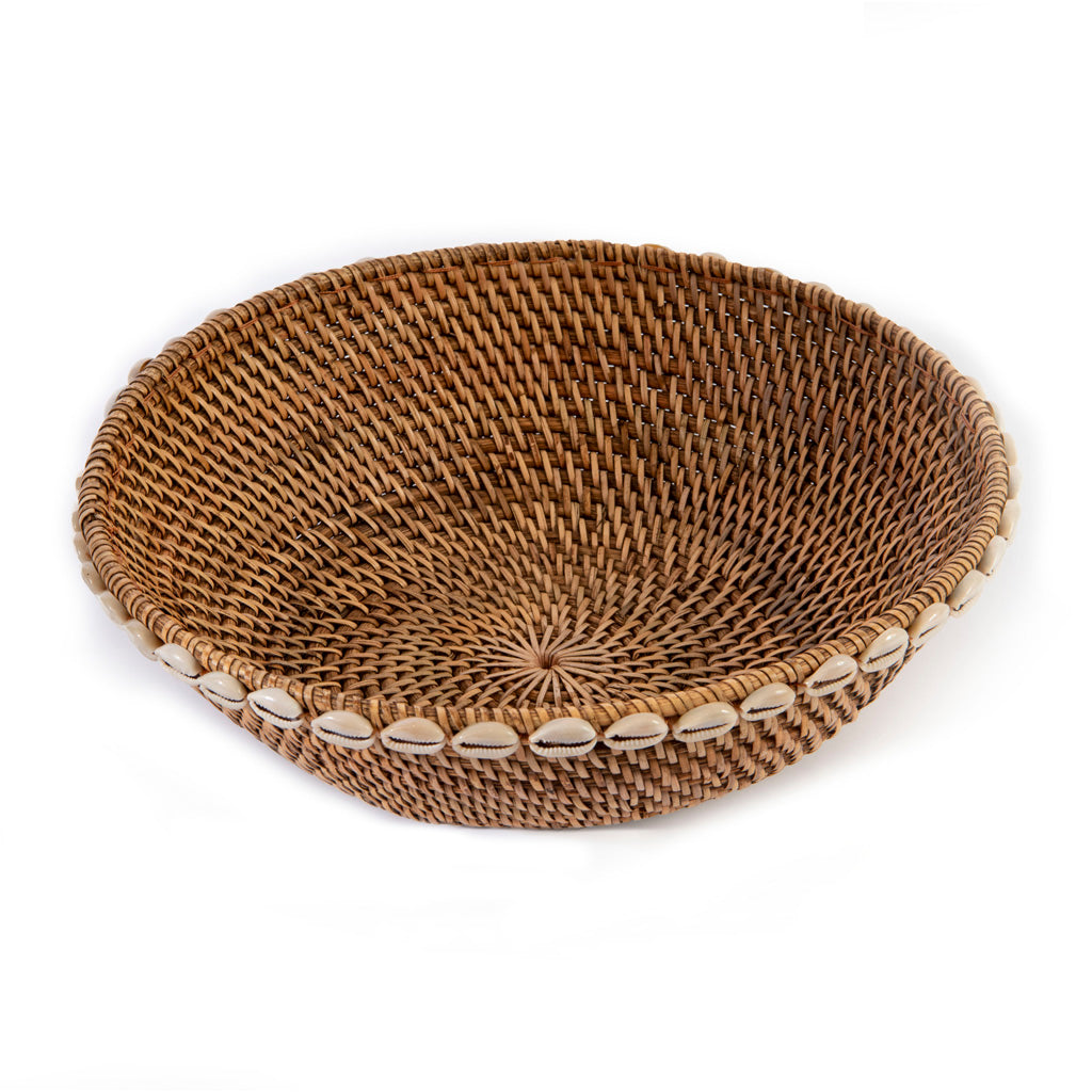 Aloha Life Kenarı Deniz Kabuklu Hasır / Rattan Sepet