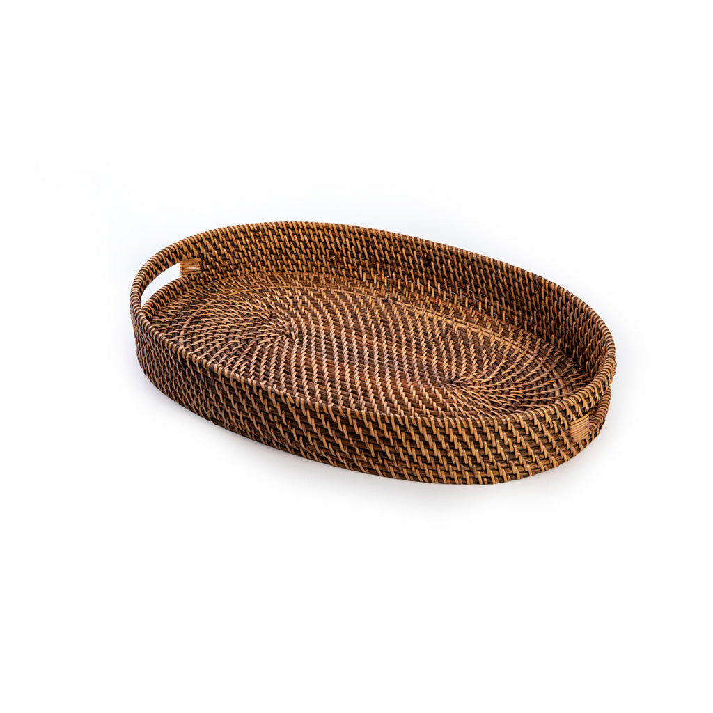 Aloha Life Oval Orta Boy Hasır / Rattan Tepsi