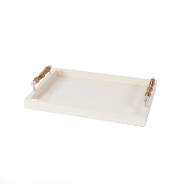 Fildişi Lake Bambu Saplı Tepsi 46x31 cm