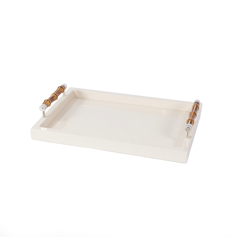 Fildişi Lake Bambu Saplı Tepsi 46x31 cm