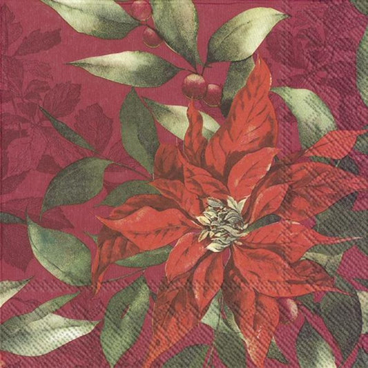 Ihr Kırmızı Damask Desenli Yemek Peçetesi