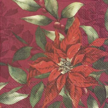 Ihr Kırmızı Damask Desenli Yemek Peçetesi