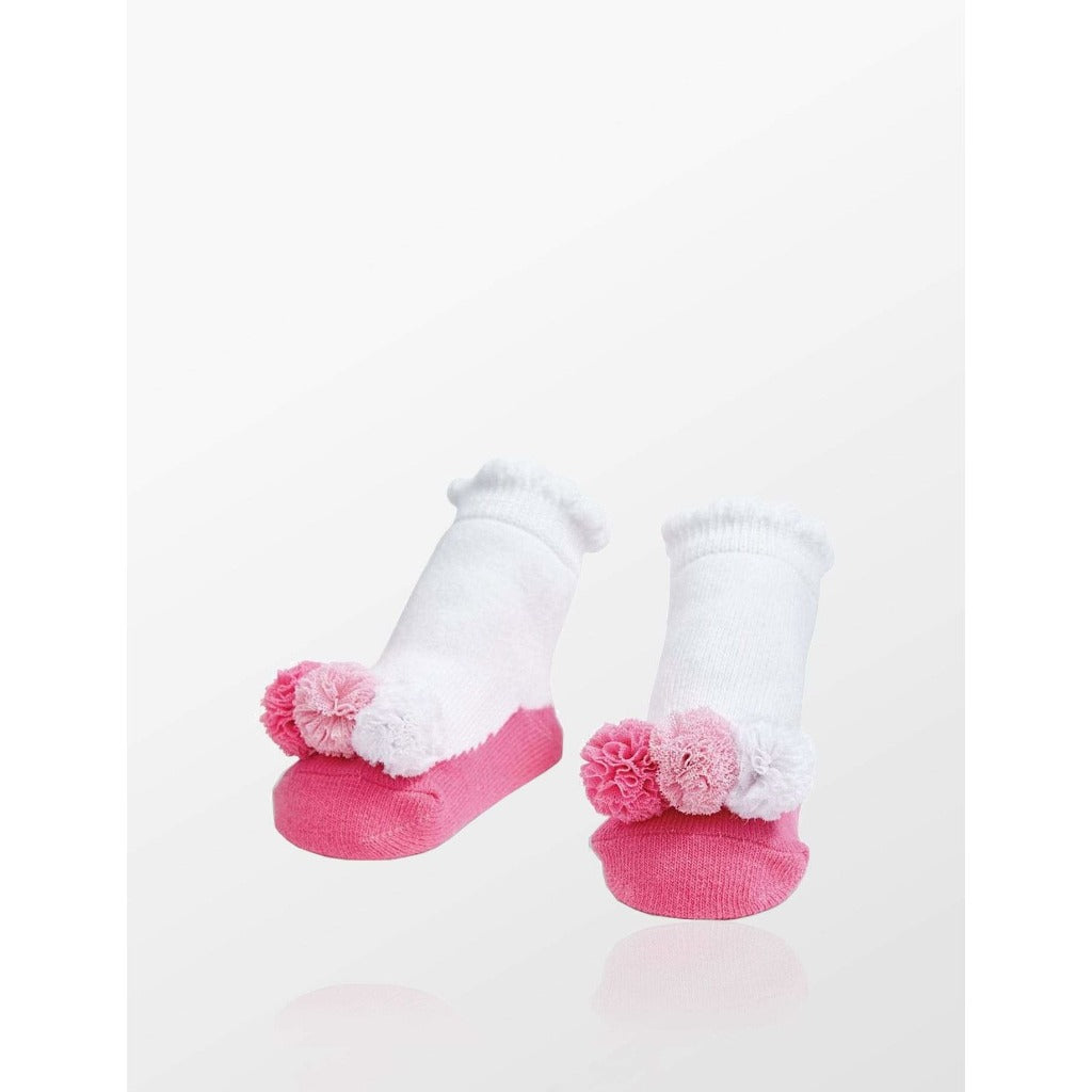 Mud Pie Pembe Beyaz Üç Ponponlu Patik