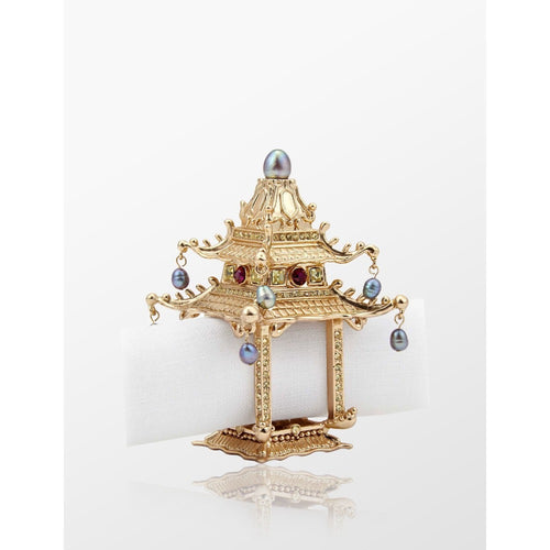 L'objet Pagoda 2'li Kutu Altın Peçetelik Halkası