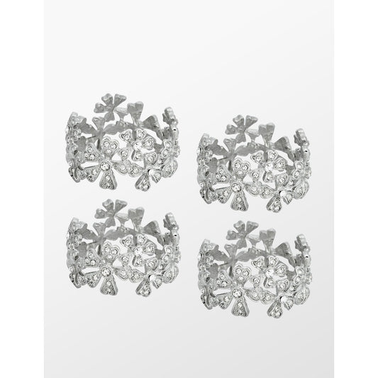 L'objet Garland Platin Taşlı Çiçek Peçete Halkası