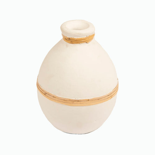 Luxuria-Alohalife-Beyaz Seramik Hasırlı Vazo