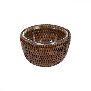 Rattan İçi Camlı Büyük Kase