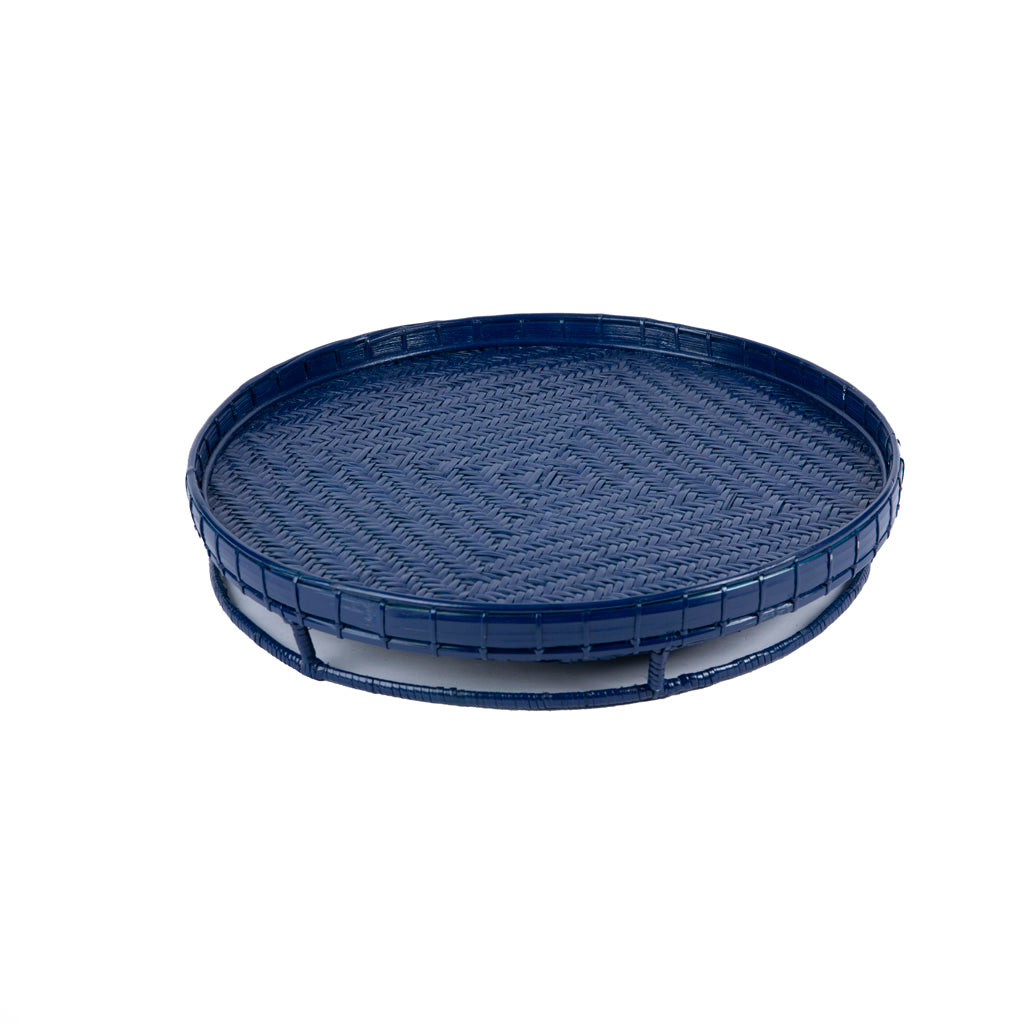 Rattan Ayaklı Lacivert Servis
