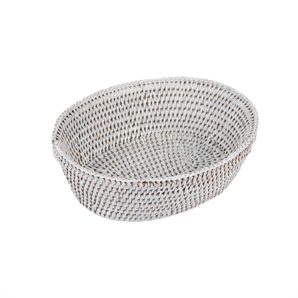 Rattan Beyaz Oval Ekmek Sepeti 24 cm
