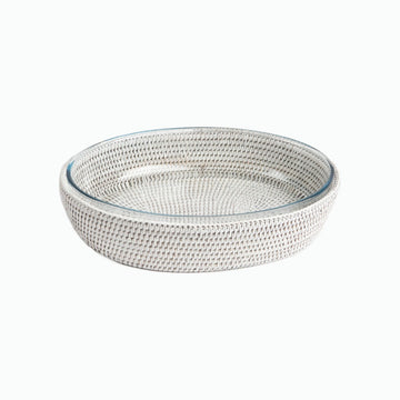 Luxuria-Alohalife-Rattan Beyaz Hasır Oval Fırın Kabı