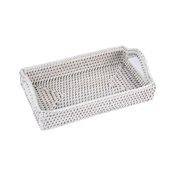 Rattan Beyaz Tepsi 26x17 cm