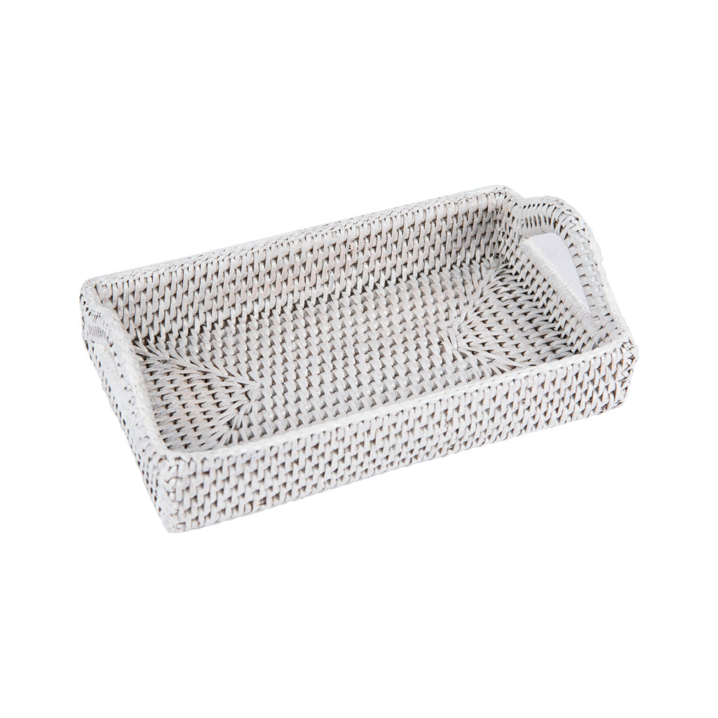 Rattan Beyaz Tepsi 26x17 cm