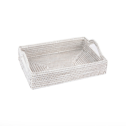 Rattan Beyaz Tepsi 30x20 cm
