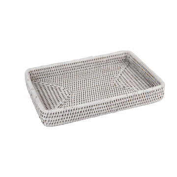 Rattan Çok Amaçlı Beyaz Tepsi