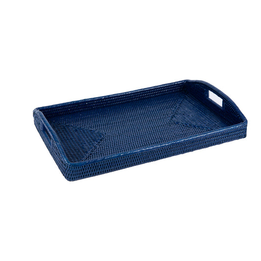 Rattan Dikdörtgen Lacivert Tepsi 55x38 cm