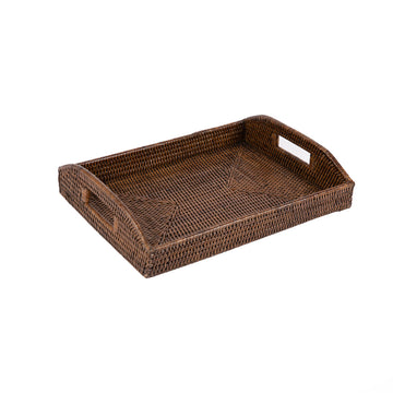 Rattan Kulplu Tepsi 40x30 cm