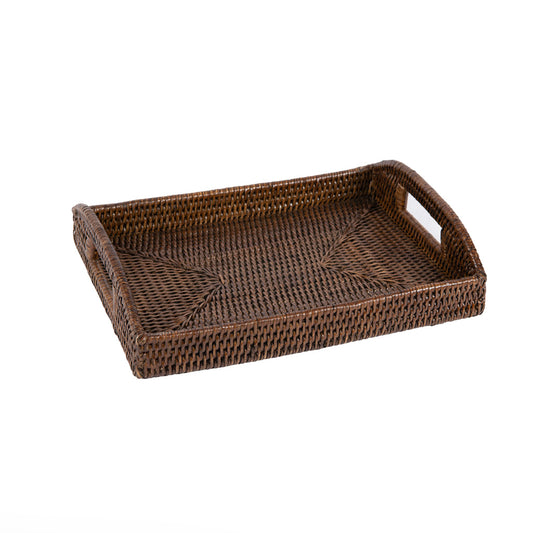 Rattan Kulplu Tepsi 34x25 cm