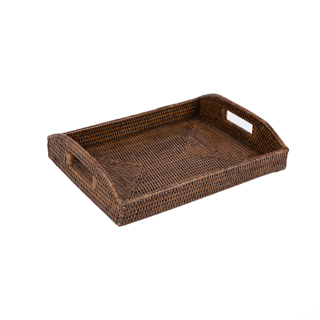 Rattan Kulplu Tepsi 40x30 cm