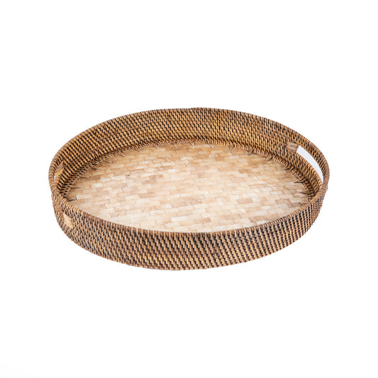 Rattan Sedef Tabanlı Tepsi