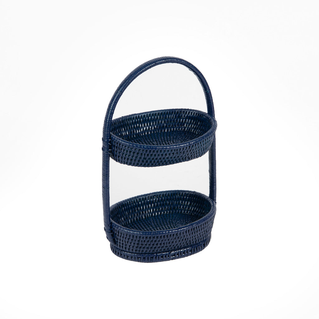 Rattan İki Katlı Lacivert Servis