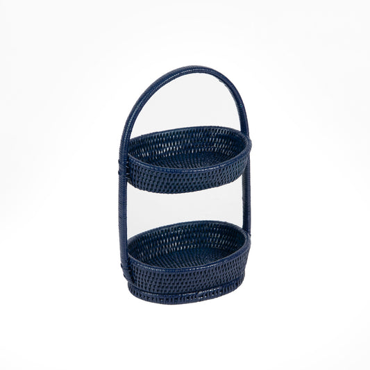 Rattan İki Katlı Lacivert Servis