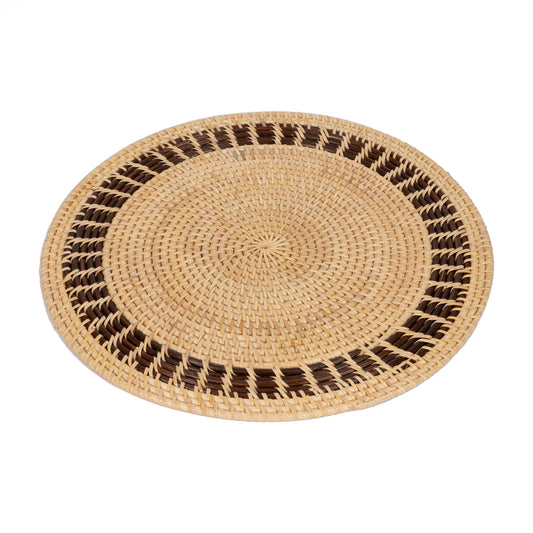 Rattan Kahverengi Bordürlü Rattan Amerikan Servis