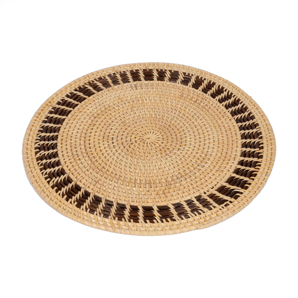 Rattan Kahverengi Bordürlü Rattan Amerikan Servis