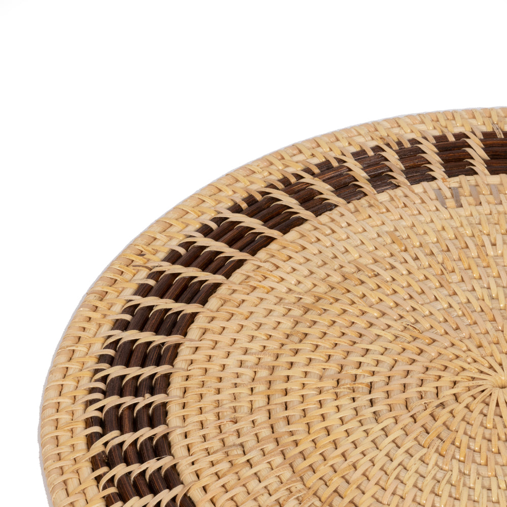 Rattan Kahverengi Bordürlü Rattan Amerikan Servis