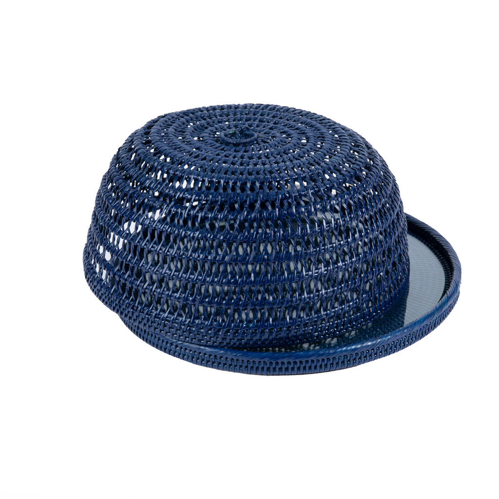 Rattan Kapaklı Yuvarlak Lacivert Servis