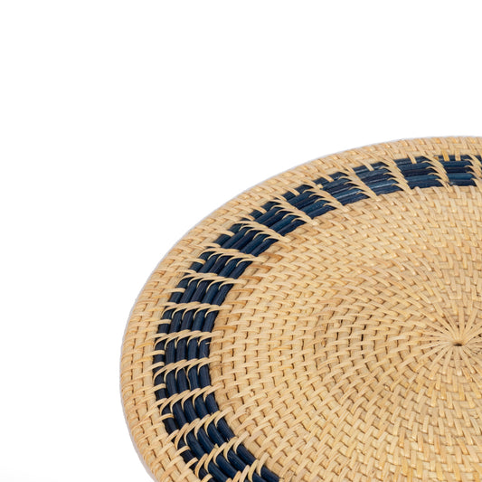 Rattan Lacivert Bordürlü Rattan Amerikan Servis