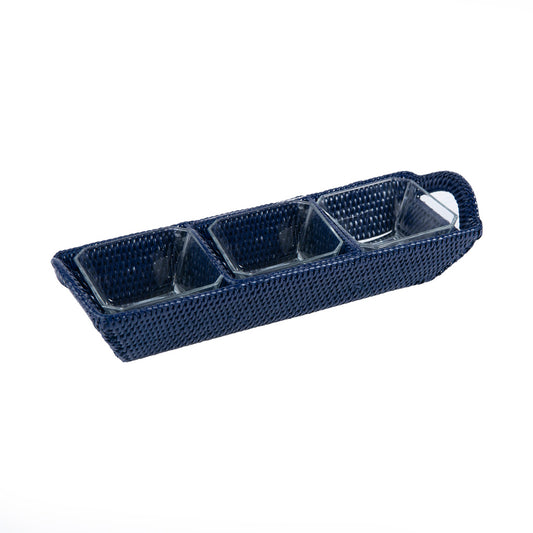 Rattan Lacivert 3'lü Kahvaltılık