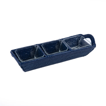 Rattan Lacivert 3'lü Kahvaltılık