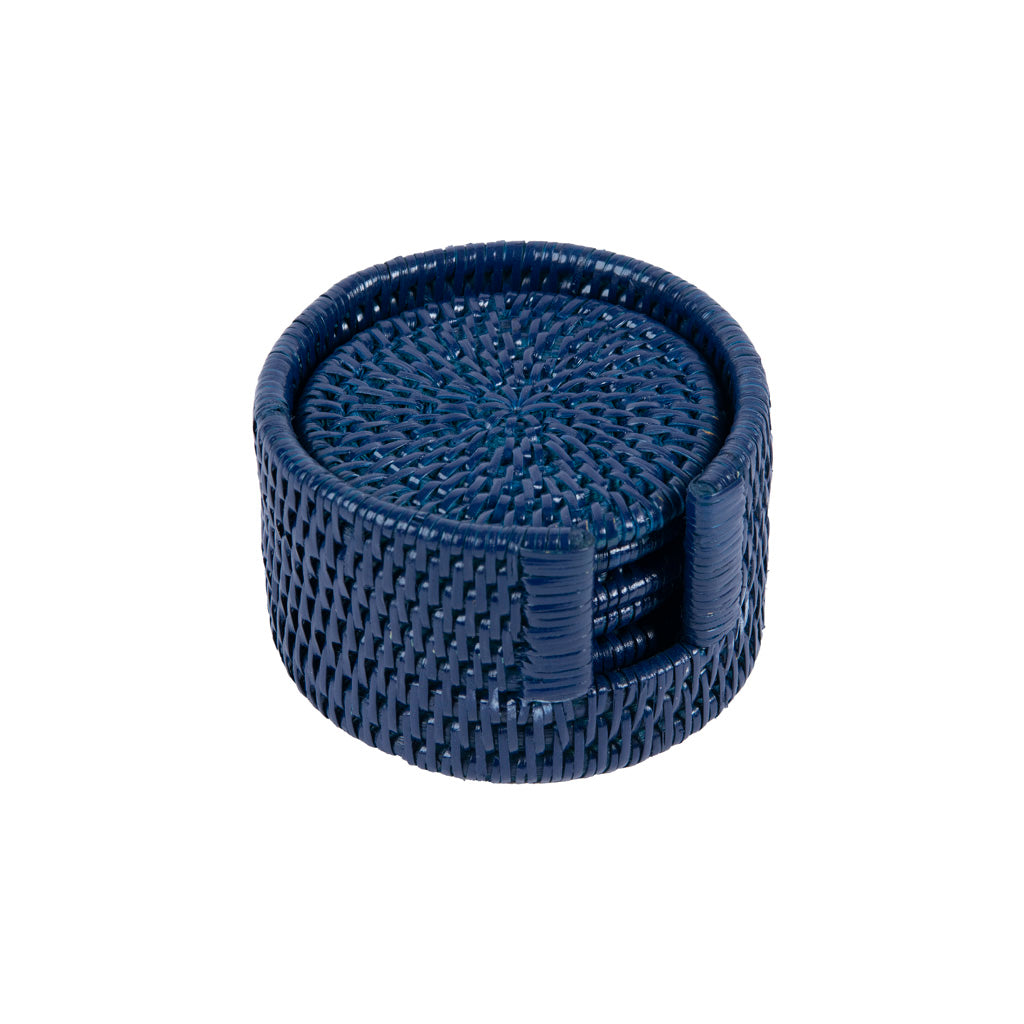 Rattan Lacivert 6'lı Rattan Bardak Altlığı