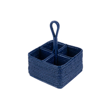 Rattan Lacivert Tezgah Üstü Çatal Bıçaklık
